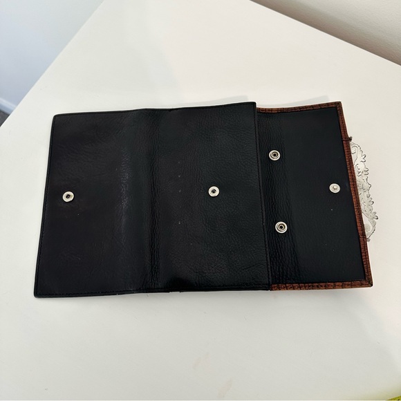 Vintage Brighton Leather Wallet with Brown Crocodile Embossed Flap Silver Buckle - Picture 7 of 10